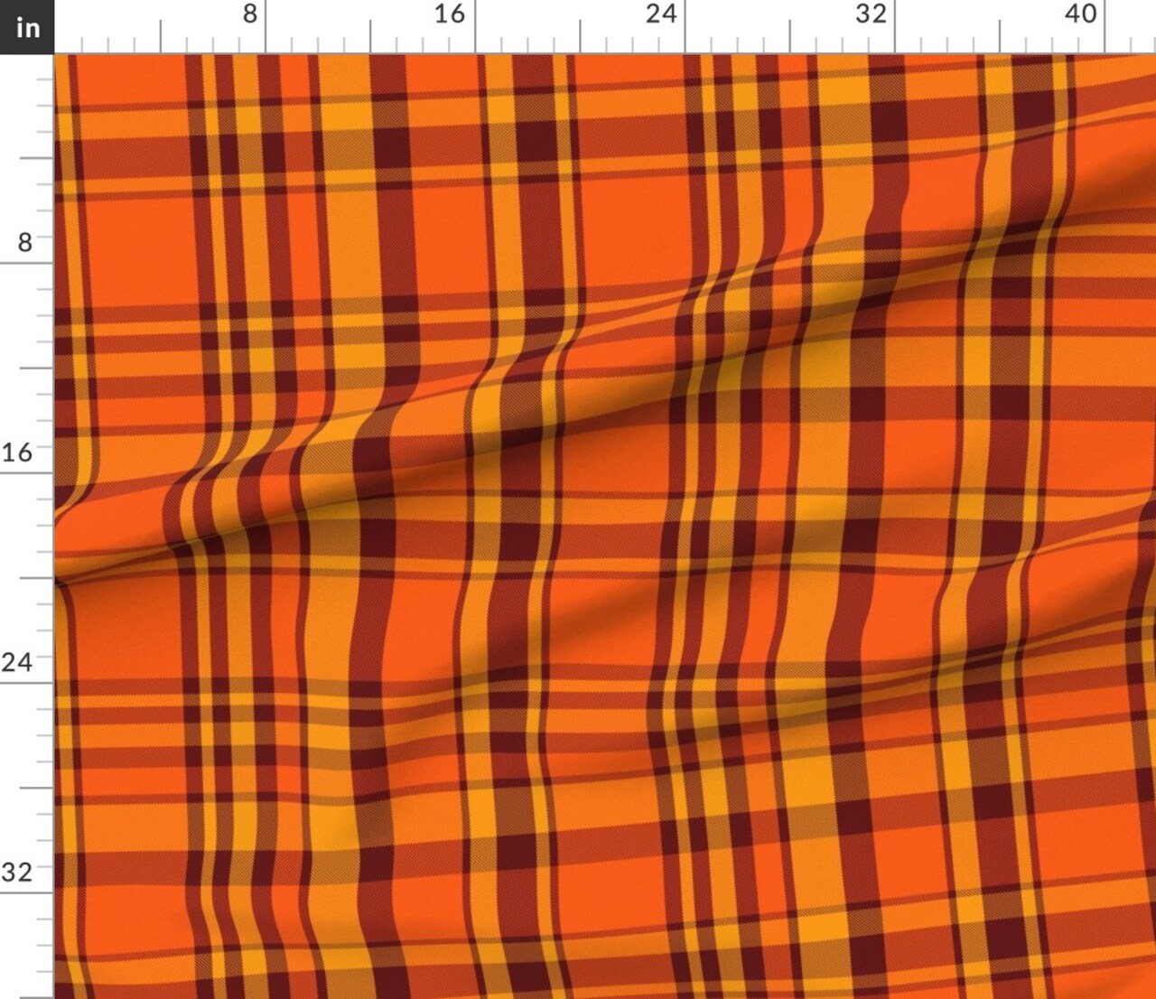 Fall Plaid Orange Tartan Autumn Harvest Woven Effect Halloween Check Warm Tones Custom Printed Fabric by Spoonflower Various Fabrics by the Yard or Fat Quarter